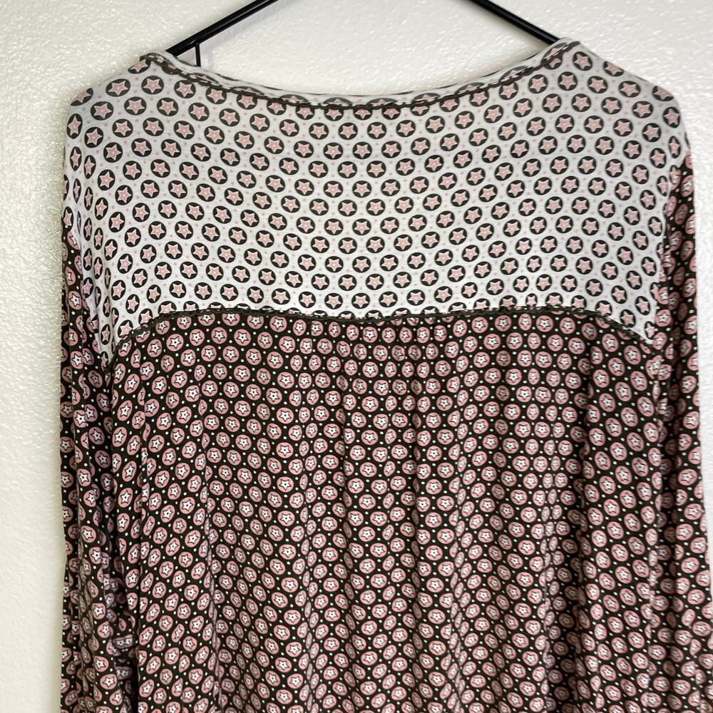 Boden Long Sleeve Shirt Womens Size 18 Plus Natasha Star Print Stretch Scallop - Picture 7 of 10